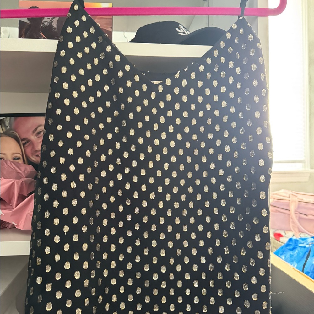 L’agence Black and Gold Polka Dot camisole